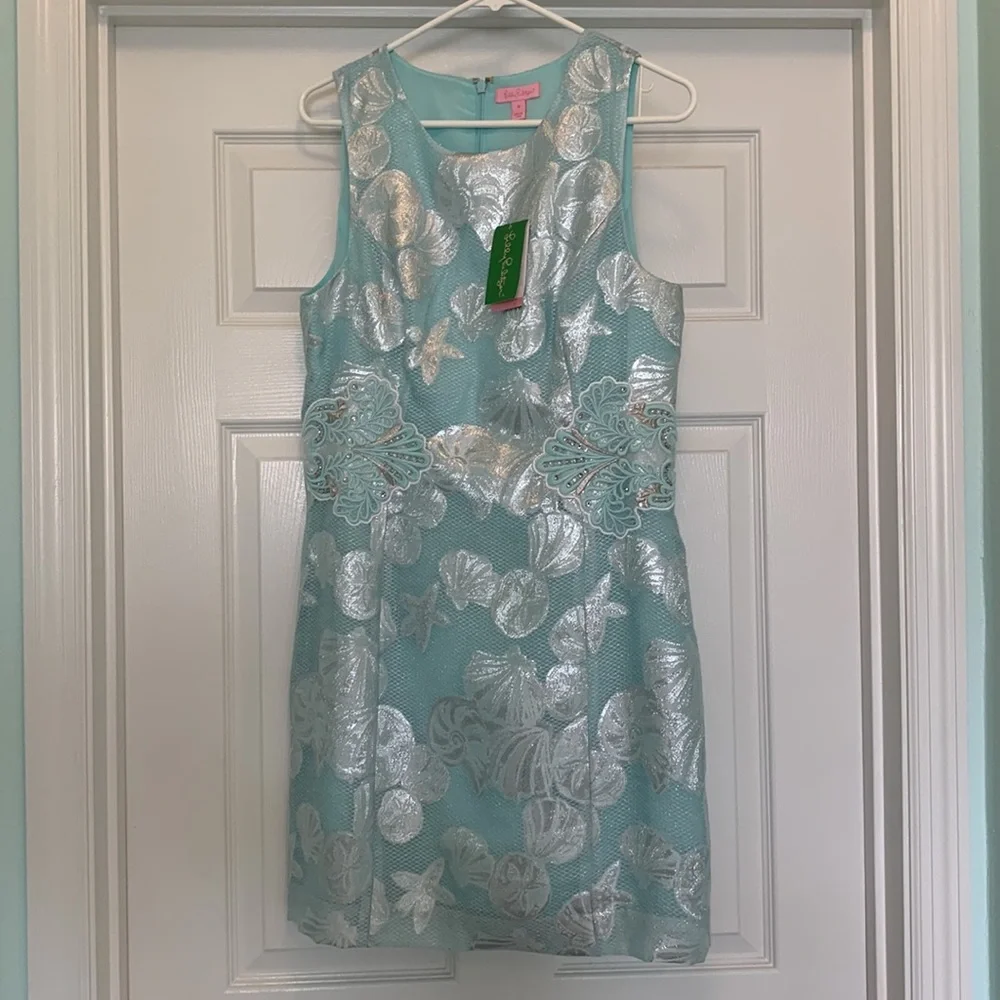 Lilly Pulitzer Aqua and Silver Mini Dress - Picture 2 of 12